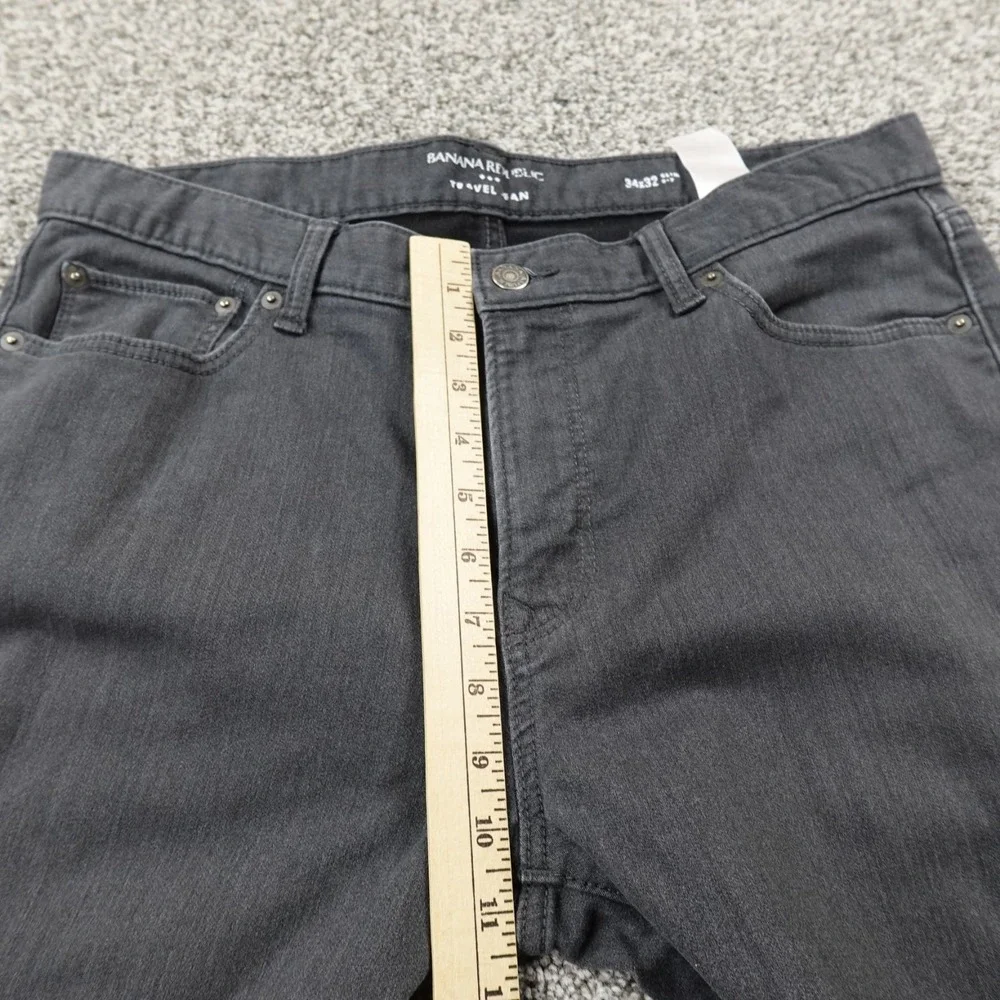 Banana Republic Jeans Mens 34X32 Black Denim Pants Traveler Slim Stretch Preppy‎